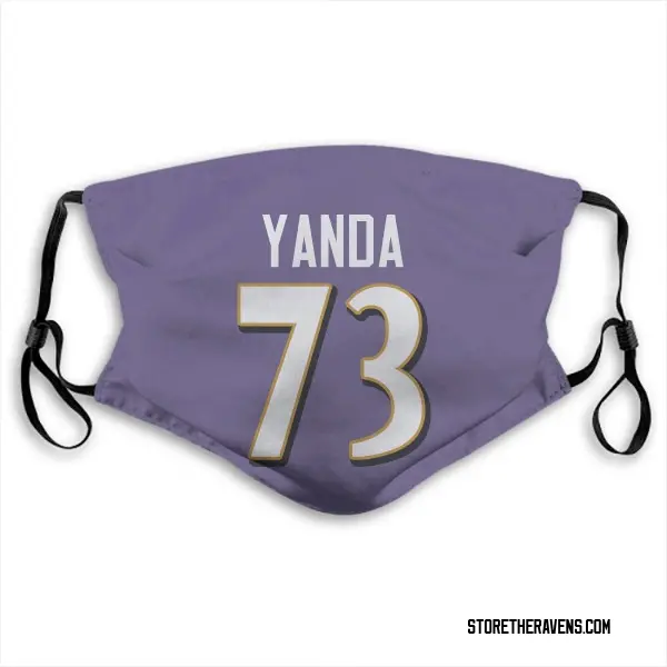 Baltimore Ravens Marshal Yanda Jersey Name and Number Face Mask - Purple