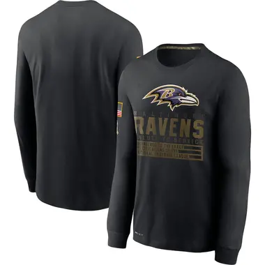 Men's Nike Baltimore Ravens 2020 Salute to Service Sideline Performance Long Sleeve T-Shirt - Black