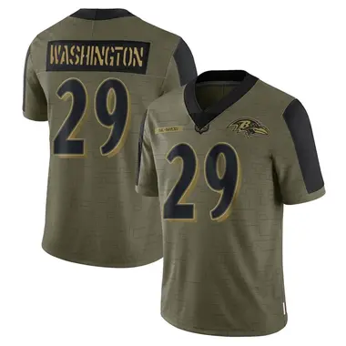 Men's Nike Baltimore Ravens Ar'Darius Washington 2021 Salute To Service Jersey - Olive Limited