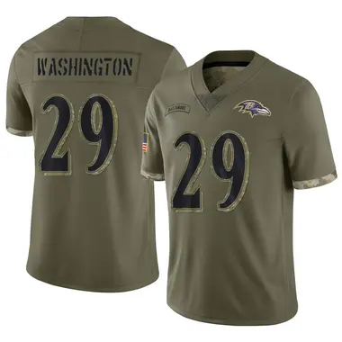 Men's Nike Baltimore Ravens Ar'Darius Washington 2022 Salute To Service Jersey - Olive Limited
