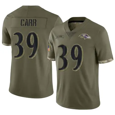 Men's Nike Baltimore Ravens Brandon Carr 2022 Salute To Service Jersey - Olive Limited