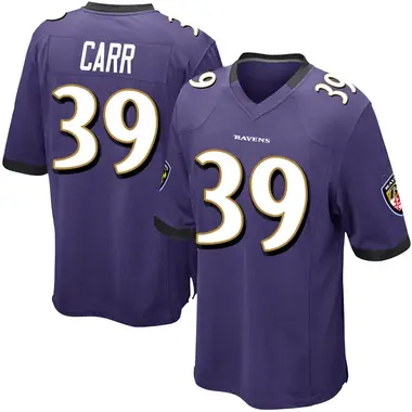Men's Nike Baltimore Ravens Brandon Carr Team Color Jersey - Purple Game