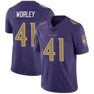 Men's Nike Baltimore Ravens Daryl Worley Color Rush Vapor Untouchable Jersey - Purple Limited