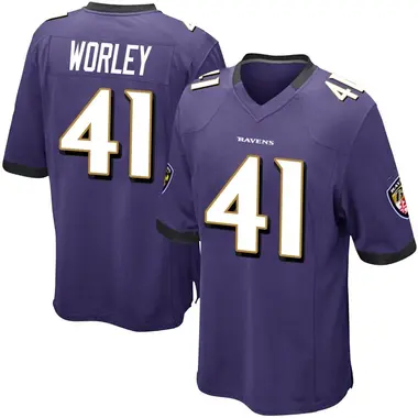 Men's Nike Baltimore Ravens Daryl Worley Team Color Jersey - Purple Game