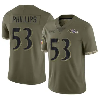 Men's Nike Baltimore Ravens Del'Shawn Phillips 2022 Salute To Service Jersey - Olive Limited