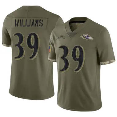 Men's Nike Baltimore Ravens Denzel Williams 2022 Salute To Service Jersey - Olive Limited