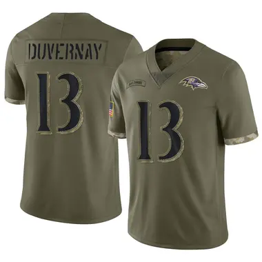 Men's Nike Baltimore Ravens Devin Duvernay 2022 Salute To Service Jersey - Olive Limited