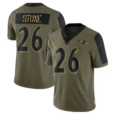 Men's Nike Baltimore Ravens Geno Stone 2021 Salute To Service Jersey - Olive Limited
