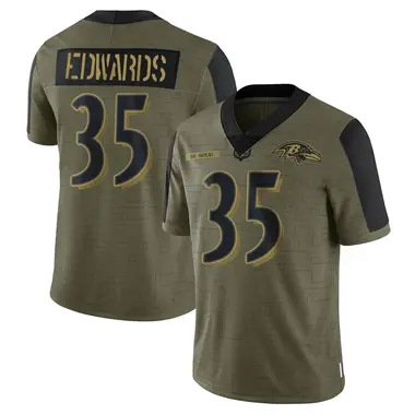 Men's Nike Baltimore Ravens Gus Edwards 2021 Salute To Service Jersey - Olive Limited