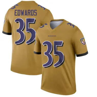 Men's Nike Baltimore Ravens Gus Edwards Inverted Jersey - Gold Legend
