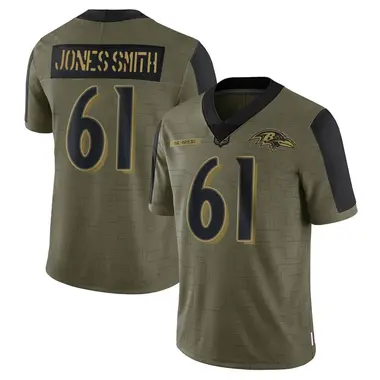 Men's Nike Baltimore Ravens Jaryd Jones-Smith 2021 Salute To Service Jersey - Olive Limited