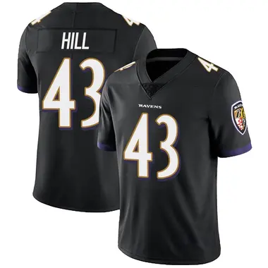 Men's Nike Baltimore Ravens Justice Hill Alternate Vapor Untouchable Jersey - Black Limited