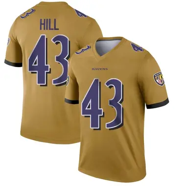 Men's Nike Baltimore Ravens Justice Hill Inverted Jersey - Gold Legend