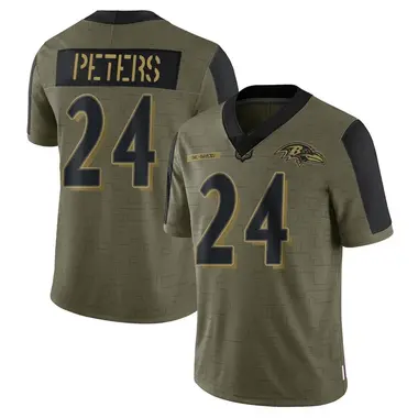 Men's Nike Baltimore Ravens Marcus Peters 2021 Salute To Service Jersey - Olive Limited