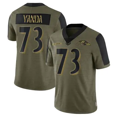 Men's Nike Baltimore Ravens Marshal Yanda 2021 Salute To Service Jersey - Olive Limited