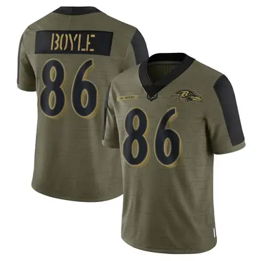 Men's Nike Baltimore Ravens Nick Boyle 2021 Salute To Service Jersey - Olive Limited