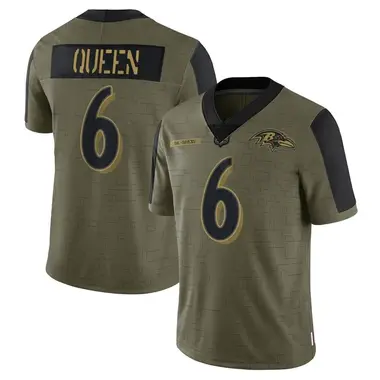 Men's Nike Baltimore Ravens Patrick Queen 2021 Salute To Service Jersey - Olive Limited
