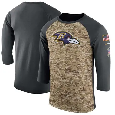 Men's Baltimore Ravens Salute to Service 2017 Sideline Performance Three-Quarter Sleeve T-Shirt - Camo/Anthracite Legend
