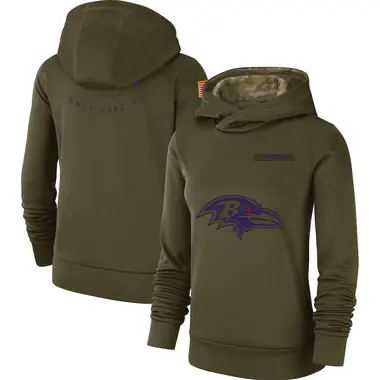 Women's Nike Baltimore Ravens 2018 Salute to Service Team Logo Performance Pullover Hoodie - Olive