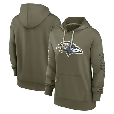 Women's Nike Baltimore Ravens 2022 Salute To Service Performance Pullover Hoodie - Olive