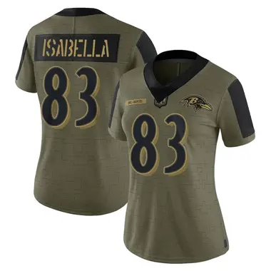 Women's Nike Baltimore Ravens Andy Isabella 2021 Salute To Service Jersey - Olive Limited