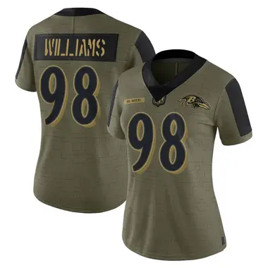 Women's Nike Baltimore Ravens Brandon Williams 2021 Salute To Service Jersey - Olive Limited