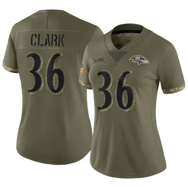 Women's Nike Baltimore Ravens Chuck Clark 2022 Salute To Service Jersey - Olive Limited