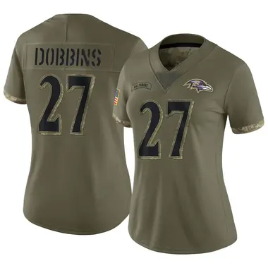 Women's Nike Baltimore Ravens J.K. Dobbins 2022 Salute To Service Jersey - Olive Limited