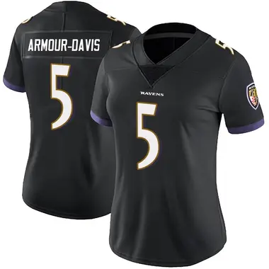Women's Nike Baltimore Ravens Jalyn Armour-Davis Alternate Vapor Untouchable Jersey - Black Limited