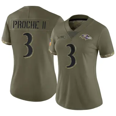 Women's Nike Baltimore Ravens James Proche II 2022 Salute To Service Jersey - Olive Limited