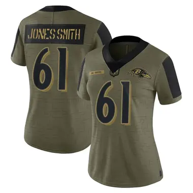 Women's Nike Baltimore Ravens Jaryd Jones-Smith 2021 Salute To Service Jersey - Olive Limited