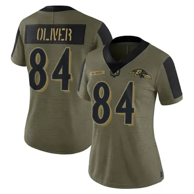 Women's Nike Baltimore Ravens Josh Oliver 2021 Salute To Service Jersey - Olive Limited