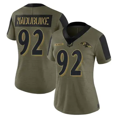 Women's Nike Baltimore Ravens Justin Madubuike 2021 Salute To Service Jersey - Olive Limited