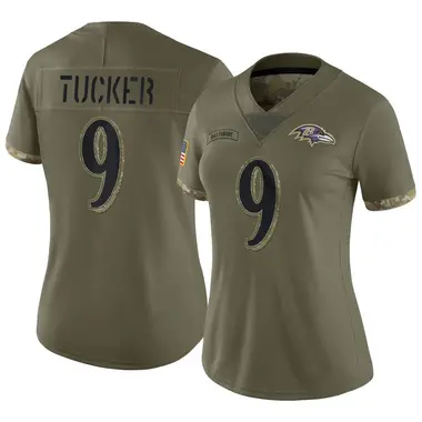 Women's Nike Baltimore Ravens Justin Tucker 2022 Salute To Service Jersey - Olive Limited