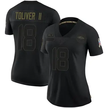 Women's Nike Baltimore Ravens Kevin Toliver II 2020 Salute To Service Jersey - Black Limited