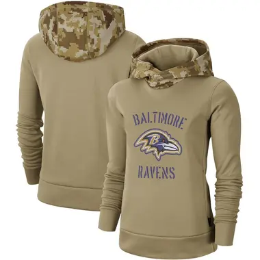 Women's Nike Baltimore Ravens Khaki 2019 Salute to Service Therma Pullover Hoodie -