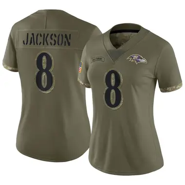 Women's Nike Baltimore Ravens Lamar Jackson 2022 Salute To Service Jersey - Olive Limited