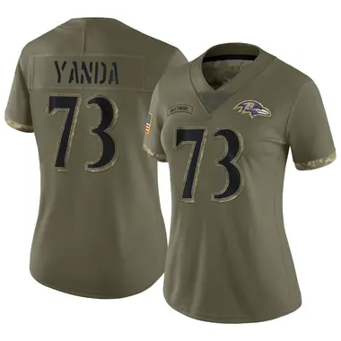 Women's Nike Baltimore Ravens Marshal Yanda 2022 Salute To Service Jersey - Olive Limited
