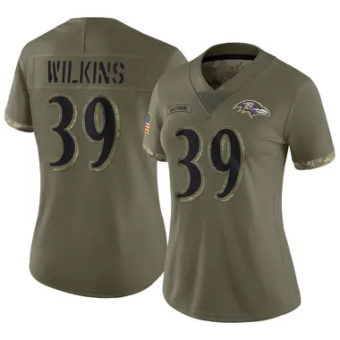 Women's Nike Baltimore Ravens Mazzi Wilkins 2022 Salute To Service Jersey - Olive Limited