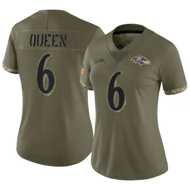 Women's Nike Baltimore Ravens Patrick Queen 2022 Salute To Service Jersey - Olive Limited