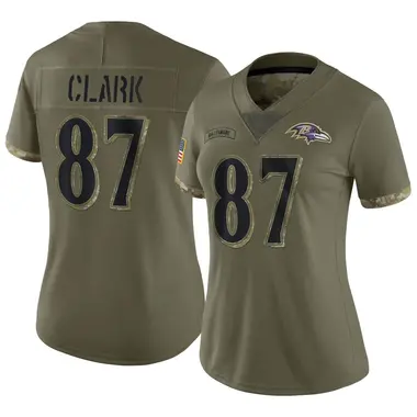 Women's Nike Baltimore Ravens Trevon Clark 2022 Salute To Service Jersey - Olive Limited