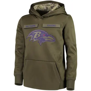 Youth Nike Baltimore Ravens 2018 Salute to Service Pullover Performance Hoodie - Green