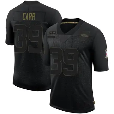 Youth Nike Baltimore Ravens Brandon Carr 2020 Salute To Service Jersey - Black Limited