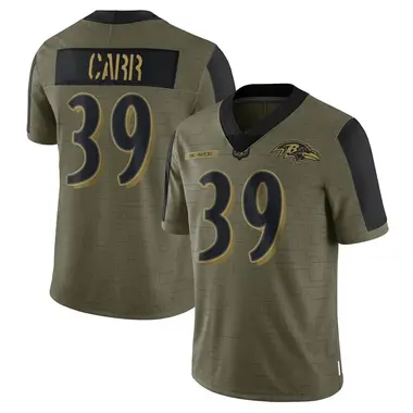 Youth Nike Baltimore Ravens Brandon Carr 2021 Salute To Service Jersey - Olive Limited