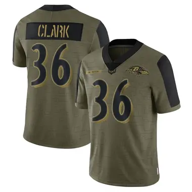 Youth Nike Baltimore Ravens Chuck Clark 2021 Salute To Service Jersey - Olive Limited