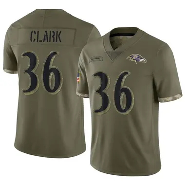 Youth Nike Baltimore Ravens Chuck Clark 2022 Salute To Service Jersey - Olive Limited