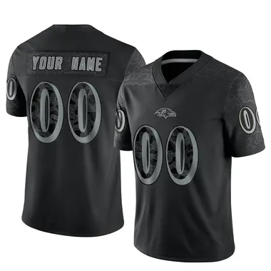 Youth Nike Baltimore Ravens Custom Reflective Jersey - Black Limited