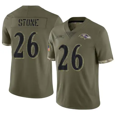 Youth Nike Baltimore Ravens Geno Stone 2022 Salute To Service Jersey - Olive Limited