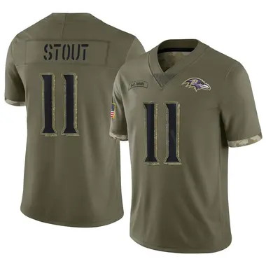 Youth Nike Baltimore Ravens Jordan Stout 2022 Salute To Service Jersey - Olive Limited