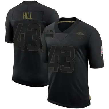 Youth Nike Baltimore Ravens Justice Hill 2020 Salute To Service Jersey - Black Limited